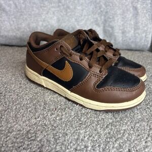 Nike Dunk Low Kids 12.5C Brown Black‎ FB9108-002 Retro Basketball Sneakers
